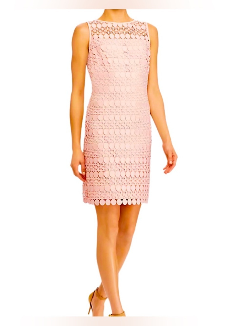 Lauren Ralph Lauren Sleeveless Sheath Dress  Crochet English Rose Sz 12 NWT